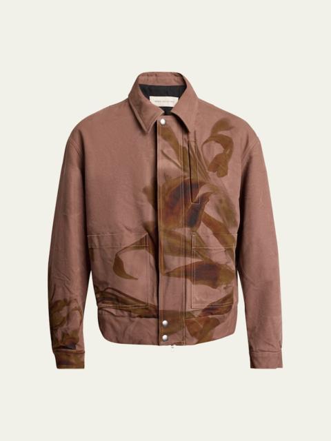 Dries Van Noten Men's Cotton Floral Full-Zip Blouson Jacket