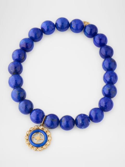 SYDNEY EVAN Lapis Bead Bracelet with Small Diamond Starburst Stone Charm