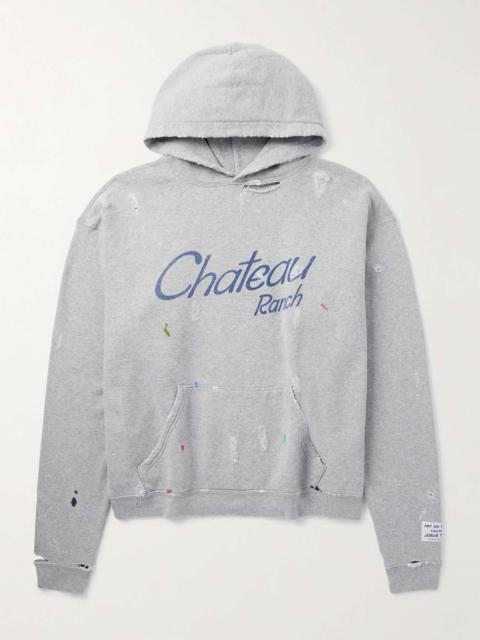 GALLERY DEPT. Chateau Ranch Distressed Paint-Splattered Printed Cotton-Blend Jersey Hoodie