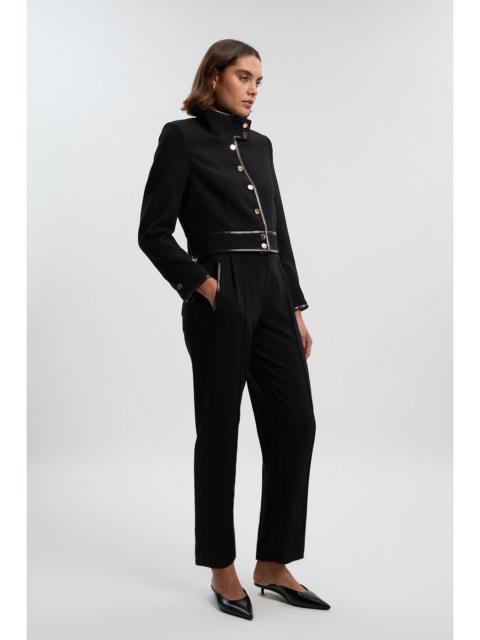 KAREN MILLEN Compact Stretch Pu Mix Tailored Slim Leg Trouser