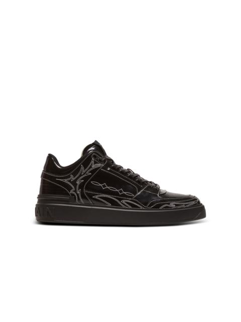 Balmain B-Court Mid Top Western glazed leather trainers