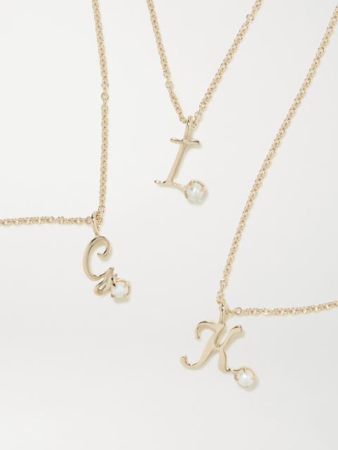 STONE AND STRAND Initial 9-karat Gold Pearl Necklace
