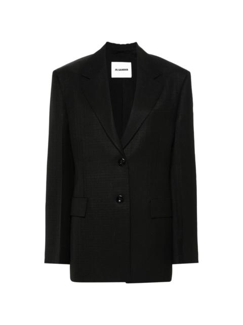 Jil Sander Leather-Trim Collarless Blazer Jacket