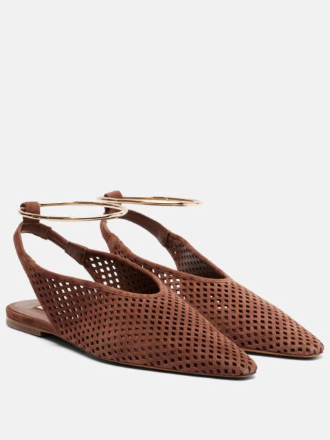 Jil Sander Perforated suede slingback flats
