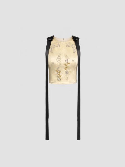 Erdem EMBROIDERED TEXTURED SATIN SLEEVELESS TOP