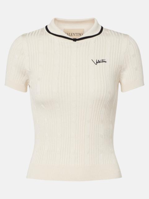 Valentino Logo cotton-blend top