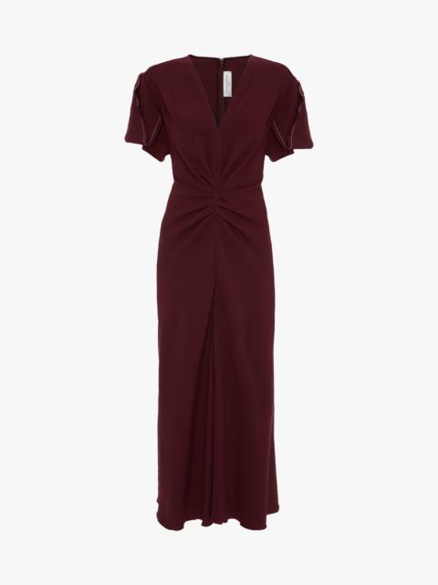 Victoria Beckham Eve Midi Dress In Burgundy