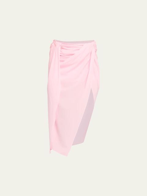 JACQUEMUS The Pareo Draped Sarong Midi Skirt