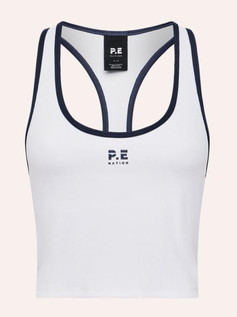 P.E NATION RADAR RIB TANK IN WHITE & DARK NAVY