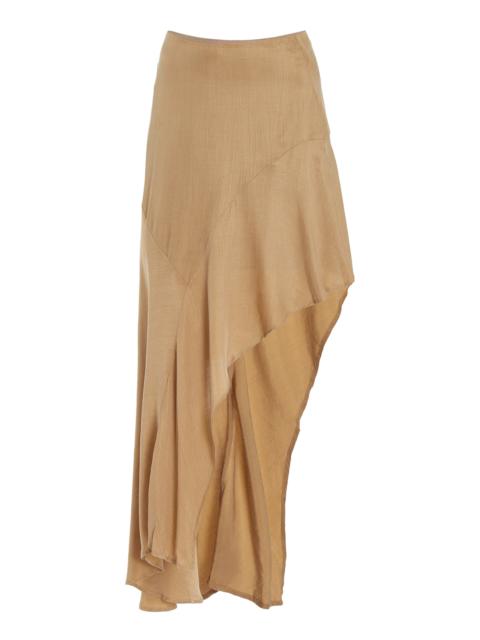 THIRD FORM Pressed Petals Asymmetric Cupro Midi Skirt brown