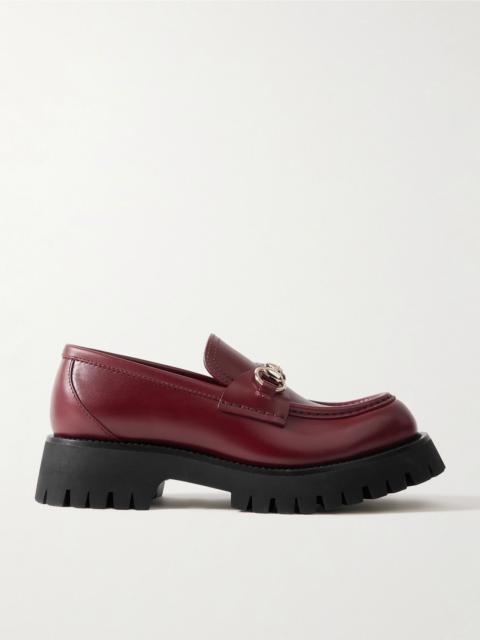 GUCCI Harald horsebit-detailed leather loafers Claret