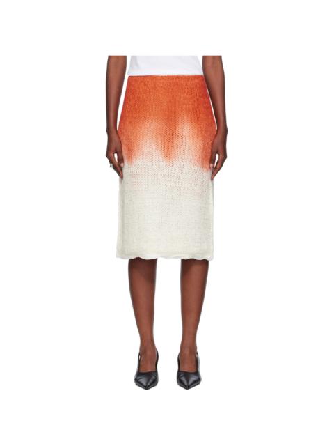 Bottega Veneta Orange & White Over Dye Knit Midi Skirt