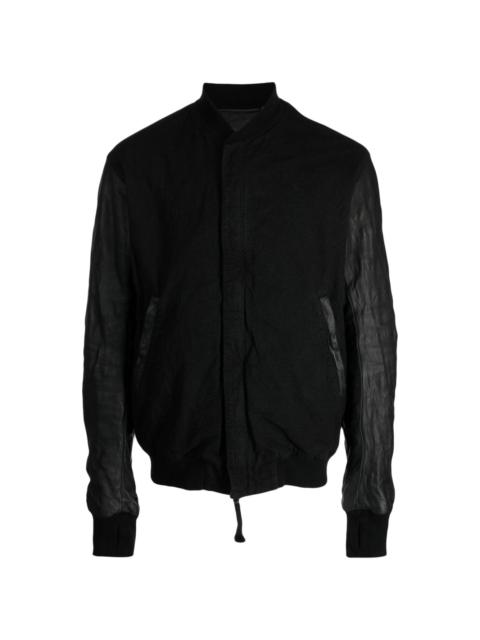 collarless zipped lightweight jacket