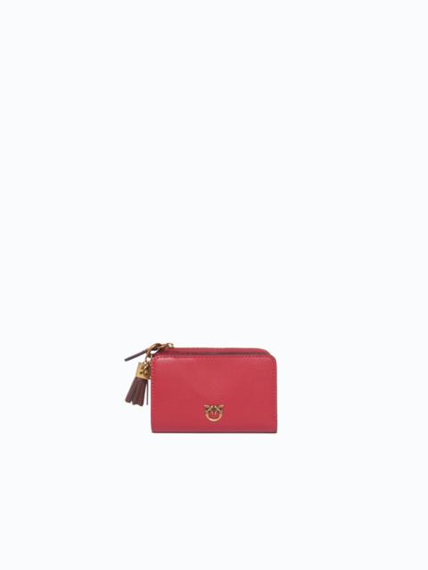 PINKO MINI LEATHER WALLET WITH TASSEL