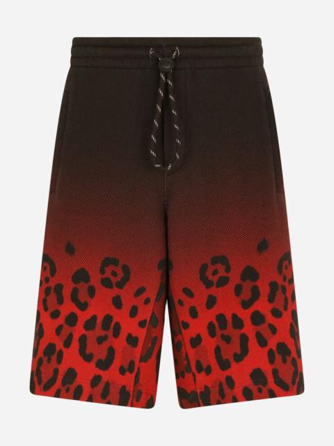 Dolce & Gabbana Jersey jogging shorts with leopard print