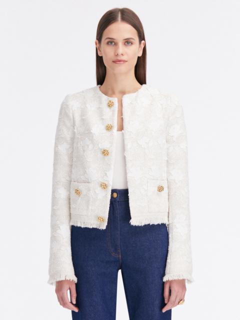 GARDENIA EMBROIDERED TWEED JACKET