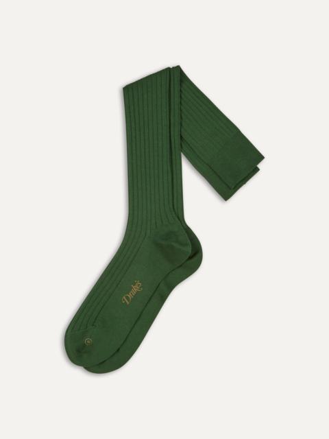 Drake's Green Cotton Over-the-Calf Socks