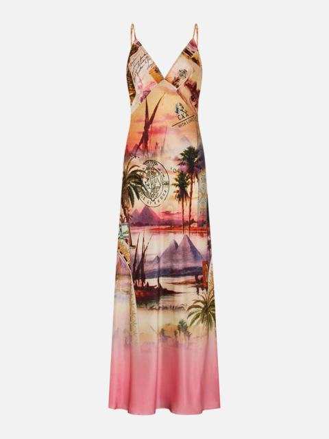 V NECK FULL LENGTH BIAS SLIP DRESS