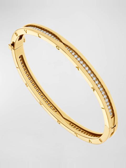 B.Zero1 18k Yellow Gold Diamond Bangle Bracelet, Size M