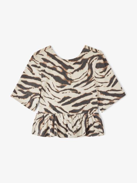 GANNI TOP IN ZEBRA DENIM
