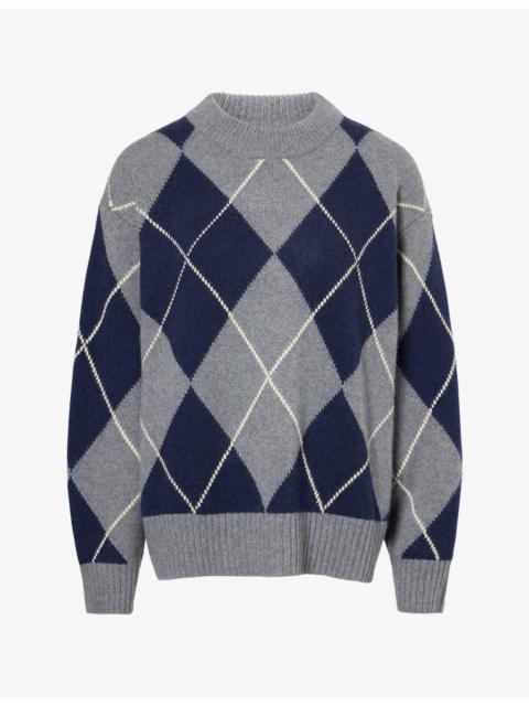 Reformation Cove Argyle Cashmere And Wool Jumper