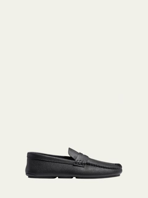 KHAITE Billy Grained Leather Moc-Toe Penny Loafers