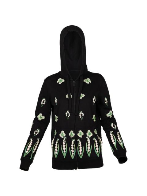 Valentino floral-appliqué zip-up hoodie
