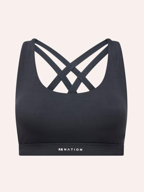 P.E NATION SIGNATURE CROSSBACK SPORTS BRA IN BLACK