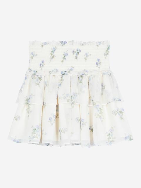The Kooples WHITE FLORAL PRINT SHORT SKIRT WITH RUFFLES