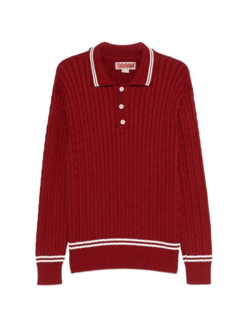 Baracuta cable-knit striped polo shirt