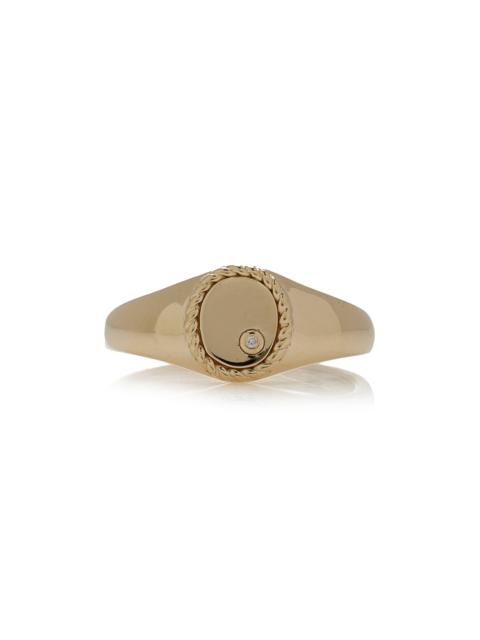 Yvonne Léon 9K Yellow Gold Signet Diamond Ring yellow