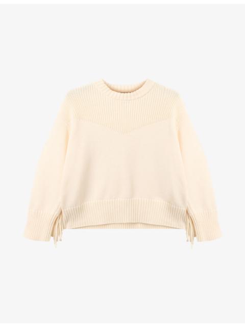 WHISTLES Fringed-Trim Relaxed-Fit Cotton-Blend Jumper