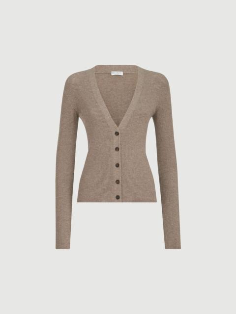 Brunello Cucinelli Sparkling cashmere lightweight ribbed cardigan