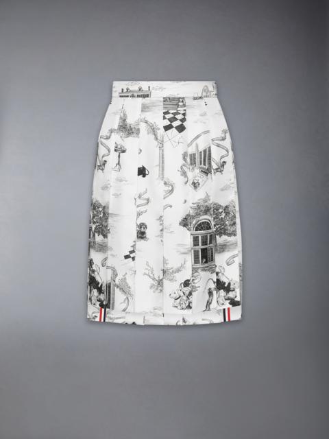 Thom Browne SILK TWILL HECTOR TOILE PLEATED SKIRT