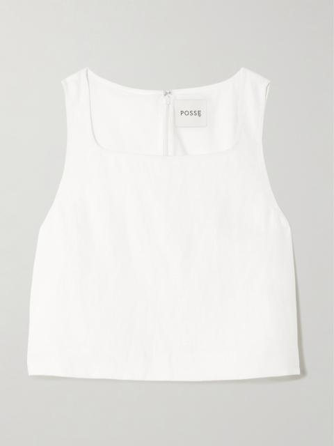 POSSE Val Cropped Linen Top