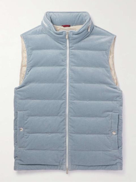 Quilted Cotton-Blend Corduroy Hooded Down Gilet