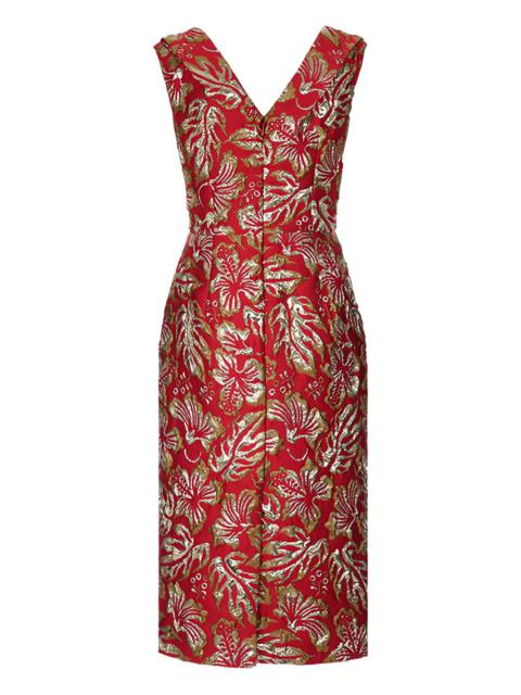 Prada hibiscus-motif jacquard midi dress