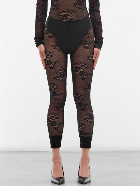 VAQUERA Black Floral Lace Cropped Leggings