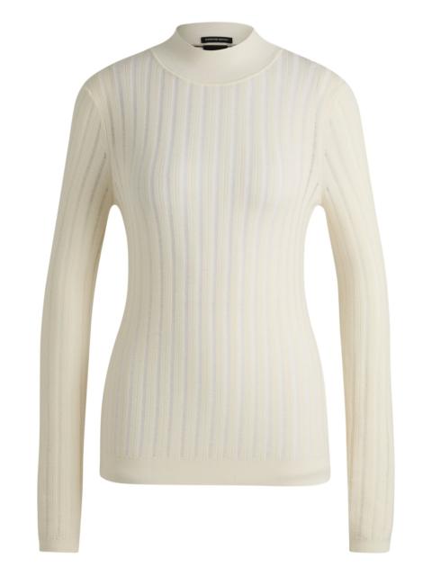 BOSS WOOL SWEATER WITH STRUCTURED STRIPES