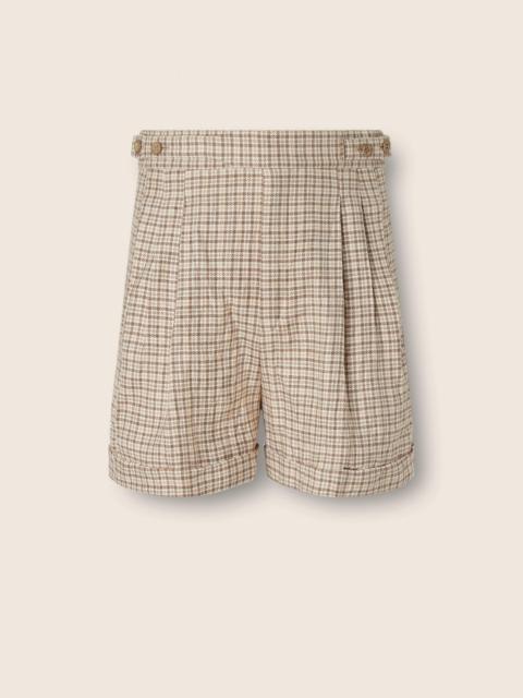 ZEGNA BEIGE AND BROWN SILK SHORTS
