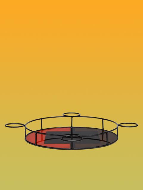 Marni MARNI MARKET ROUND TRAY IN IRON AND RED, BROWN AND BLACK RESIN