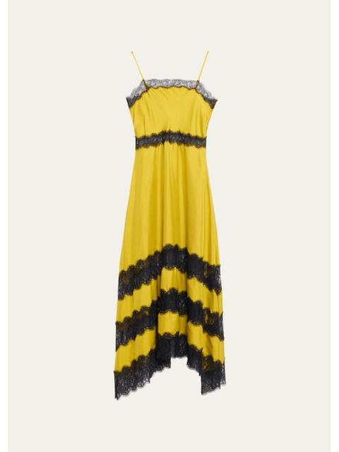ULLA JOHNSON Coco Lace-Trimmed Silk Dress