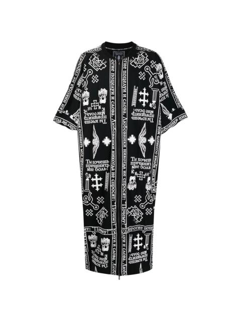 church print zipped kaftan