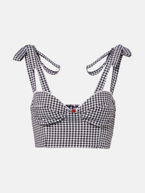 BANANHOT Alba gingham cotton poplin crop top