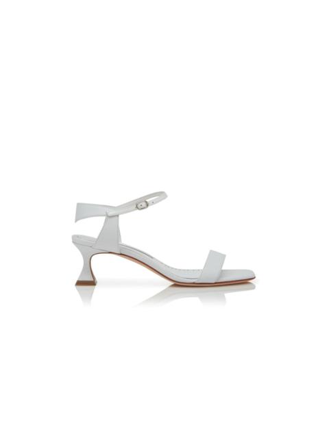 White Nappa Leather Ankle Strap Sandals