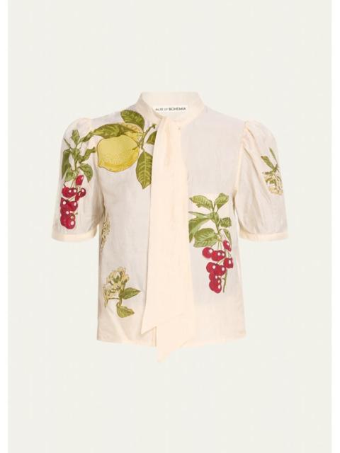ALIX OF BOHEMIA Chance Four Fruit Tie-Neck Blouse