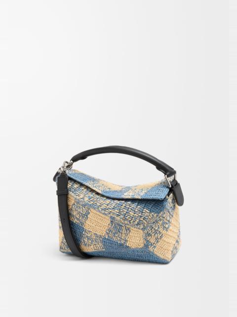 Small Puzzle Edge bag in raffia and calfskin