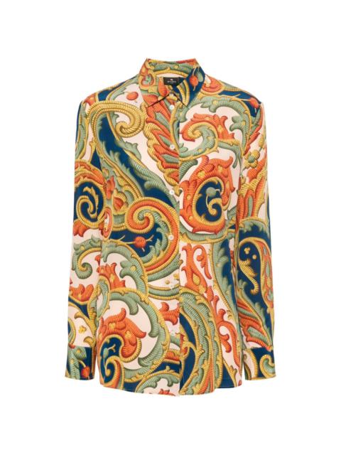 abstract-print silk shirt