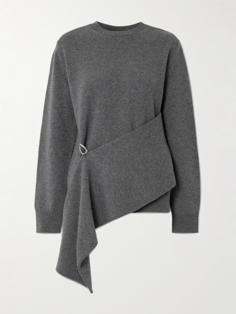 Jil Sander Embellished Draped Wool And Cashmere-blend Sweater