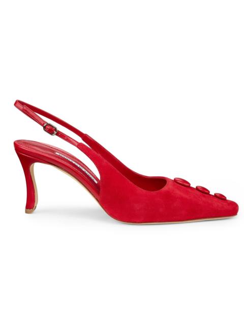 Manolo Blahnik Women's Alexapla 70MM Suede & Leather Pumps - Red